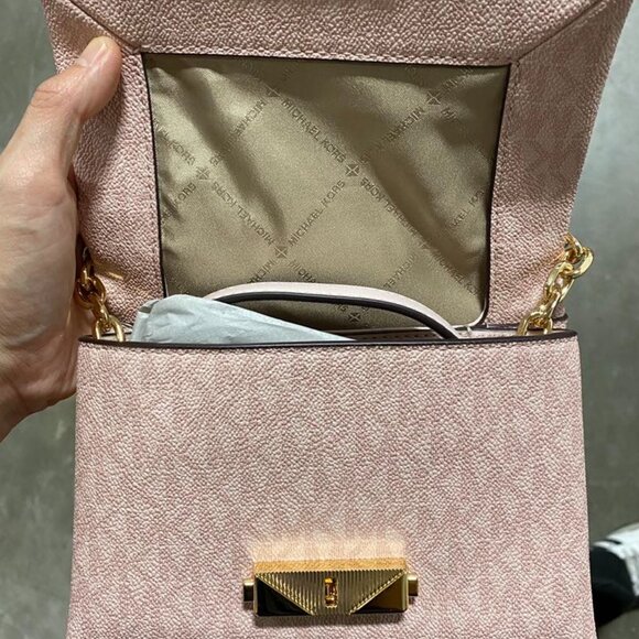 Michael Kors Cece Small Conv Flap Crossbody, Powder Blush Pink - Picture 2 of 5